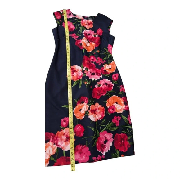 Vince Camuto Womens Floral Sheath Dress Sleeveless Dark Navy Pink Red Size 12 - Picture 11 of 12